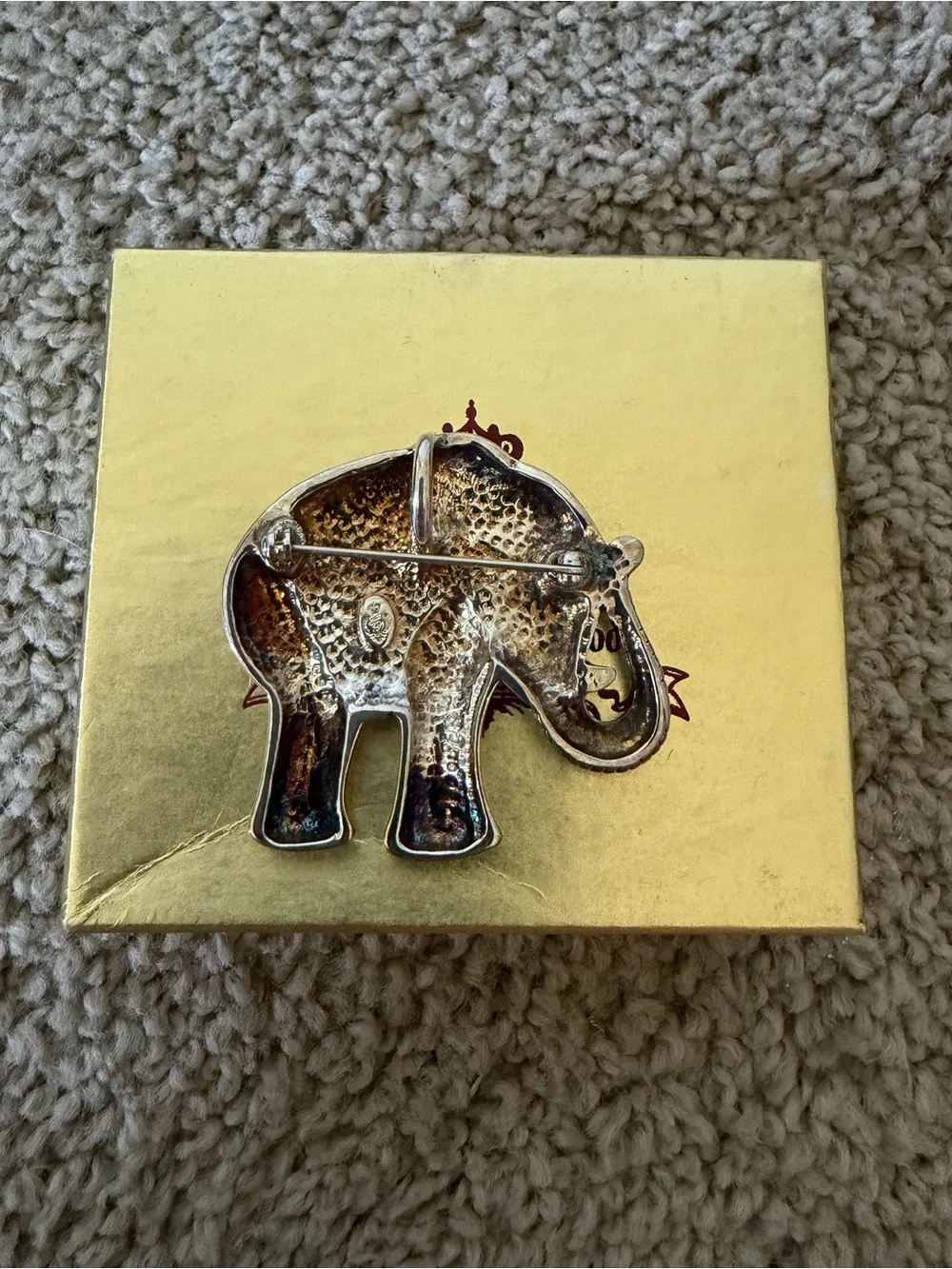 Premier Designs silver and gold tone elephant brooch